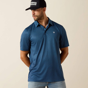 All Over Print Short Sleeve Polo Shirt in Blue by Ariat