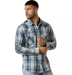 Men's Plaid Retro Heathcliff Long Sleeve Fitted Snap Shirt by Ariat