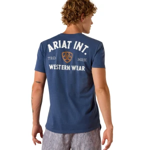 Men's Outline Shop Navy Short Sleeve Tee Shirt by Ariat