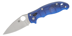 Manix 2 Lightweight 3-3/8 Inch Blade Folding Knife with Translucent Blue Handle by Spyderco