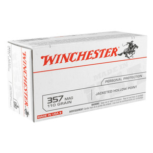 Winchest USA 1,295 fps 357 Magnum 110 Grain Jacketed Hollow Point Handgun Ammunition