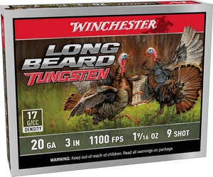 Winchester Longbeard 1100fps 20 Gauge 3" 1-9/16oz #9 shot Tungsten Shotgun Ammunition