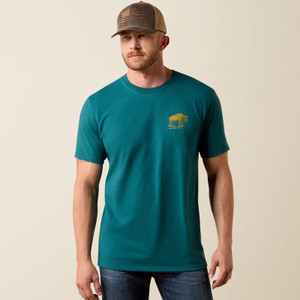 Bison Wander Flag Short Sleeve Tee-Blue by Ariat