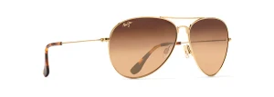 Mavericks Sunglasses with Gold Frames and HCL Bronze Lens by Maui Jim