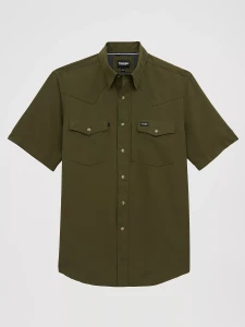 Western Performance Short Sleeve Solid Color Snap Shirt by Wrangler