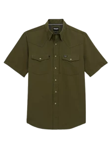 Western Performance Short Sleeve Solid Color Snap Shirt by Wrangler