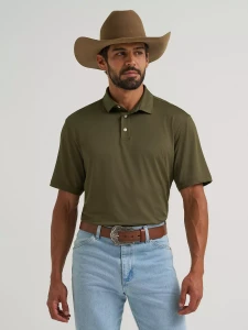 Performance Polo Shirt-Olive Night By Wrangler