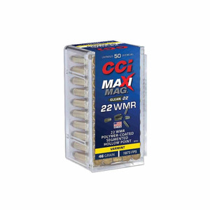 CCI Maxi-Mag 1,875 fps 22 Winchester Magnum Rimfire 46 Grain Segmented Hollow Point Rimfire Ammunition