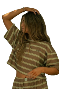 Striped Boxy Tee-Way Down South by Tribe Kelley