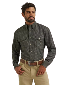 Performance Print Long Sleeve Snap Shirt in Deep Depth by Wrangler