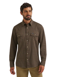 Technical Long Sleeve Snap Shirt-Turkish Coffee by Wrangler