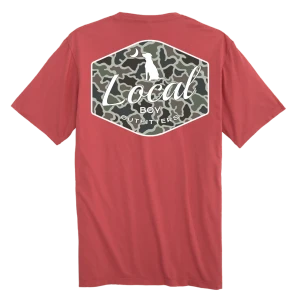 Dog and Moon Camo Badge Short Sleeve Tee Shirt by Local Boy