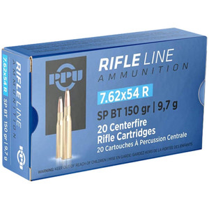 PPU 2,837 fps 7.62x54mm Russian 150 Grain Soft Point Boat Tail Rifle Ammunition