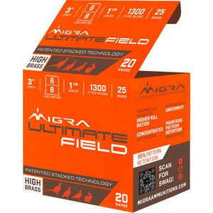 Migra Ultimate Field 1300fps 20 Gauge 3" 1-1/4oz #6&8 Lead Shot Shotgun Ammunition