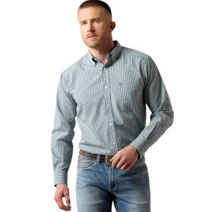Wrinkle Free Barclay Long Sleeve Shirt-Blue Steel by Ariat