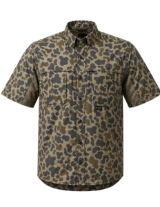 Men's Traditions Camo Camp Short Sleeve Button Down Shirt by Prairie Oaks
