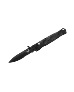 Mini SOCP Folding Knife with Graphite Black Cerakote Spear Point Blade and Textured Black G-10 Handle by Benchmade