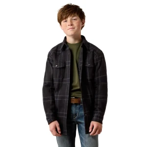 Youth Retro Charcoal Plaid Shirt Jacket by Ariat