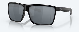 Rincon Shiny Black - Grey Silver Mirror Polarized Polycarbonate Sunglasses by Costa Del Mar left side
