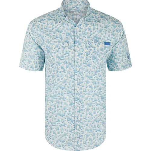 Cotton Marsh Print Short Sleeve Shirt by Drake