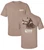 Lab and Duck Mosaic DNW Outdoors Logo Short Sleeve Tee Shirt in Brown Savannah, Moss, and Sage showing the Labrador retriever and duck flight back graphic.