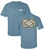 Camo Arkansas State Flag DNW Outdoors Logo Short Sleeve Tee Shirt in Granite, Ice Blue, and Light Green featuring the camo flag back graphic.