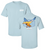 Front view of the DNW Outdoors Sunrise Flight tee in Chambray blue featuring the left-chest logo.