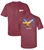 Close-up of the Sunrise Flight back graphic on a Chili red Comfort Colors shirt with Jonesboro,AR branding.