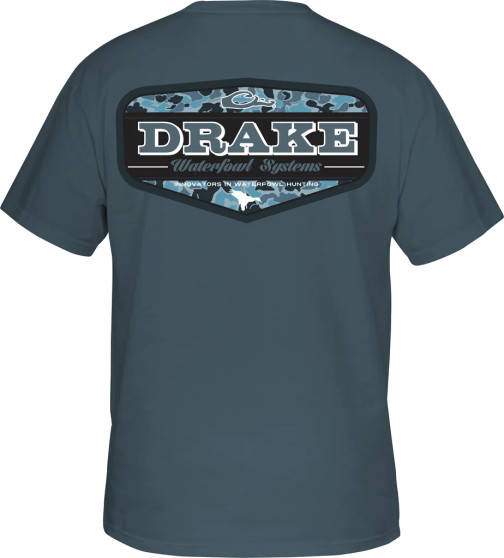 Old School Badge T-Shirt in Smoke Blue