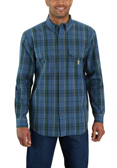 Loose Fit Midweight Chambray Long Sleeve Plaid Shirt by Carhartt