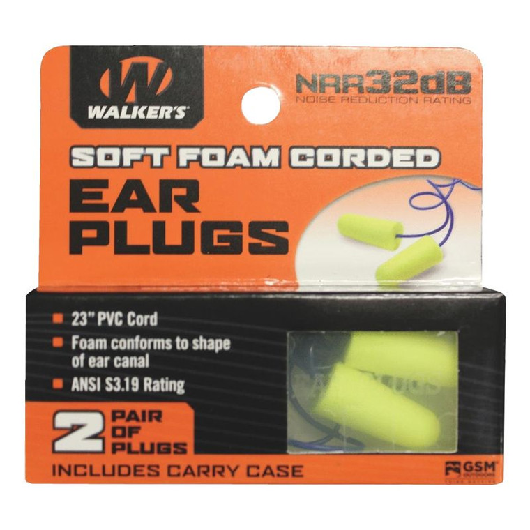 Neon Yellow Foam Ear Plugs - 2 Pair by Walkers