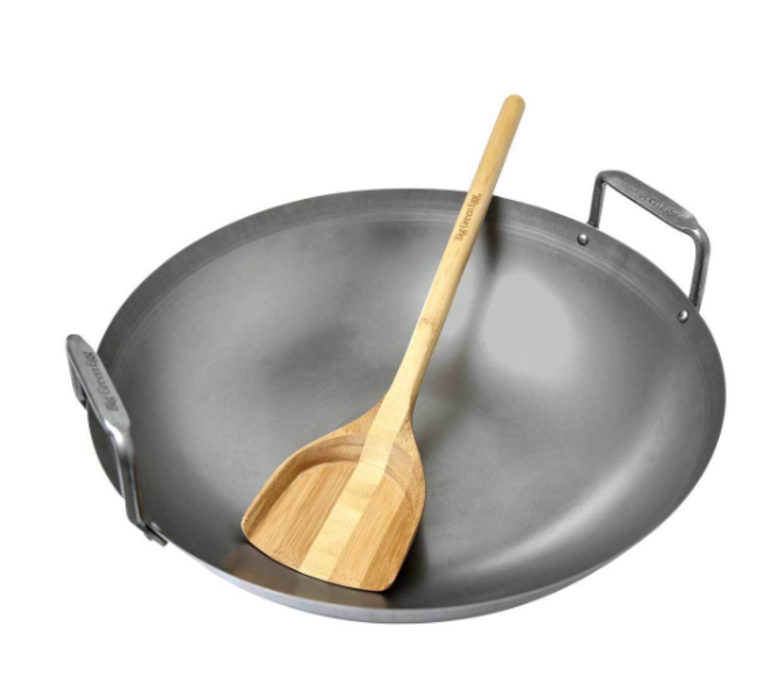 Carbon Steel Wok with 17" Bamboo Spatula by Big Green Egg