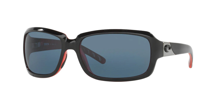 Isabela Black Coral Grey Polarized Polycarbonate Sunglasses by Costa Del Mar