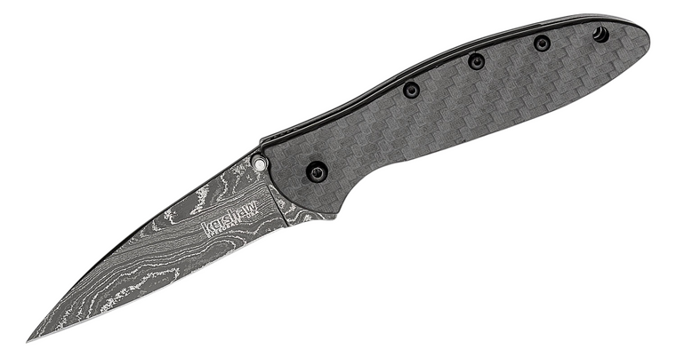Carbon Fiber & Damascus Ken Onion Leek 3" Blade Folding Knife by Kershaw