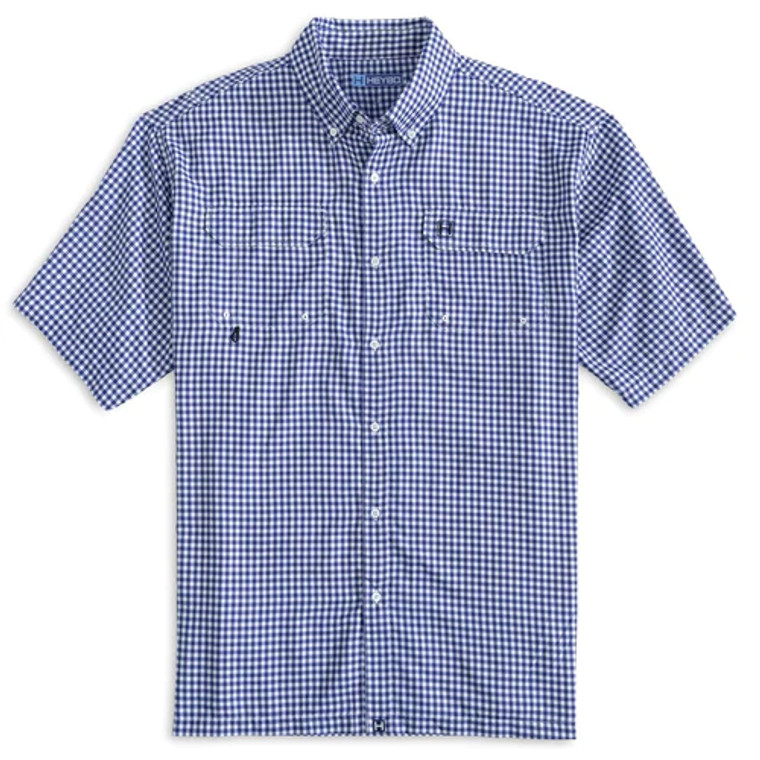 The Beaufort Short Sleeve in Gingham Royal and White by Heybo