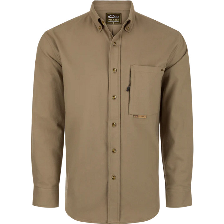 Autumn Brush Twill Solid Long Sleeve Shirt by Drake