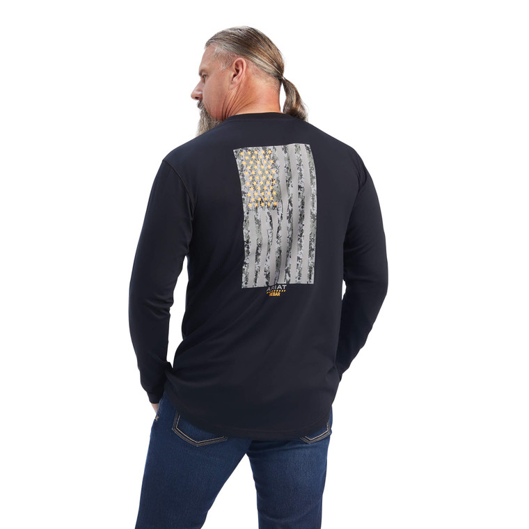 Men's Workman Reflective Flag Long Sleeve Graphic Tee Shirt by Ariat