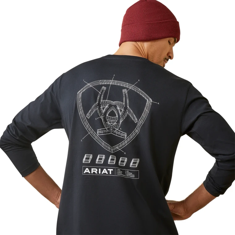 Men's Rebar Workman Blueprint Long Sleeve Graphic Tee Shirt by Ariat