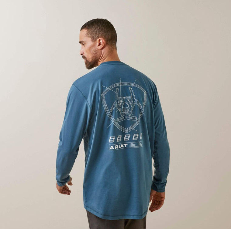 Workman Rebar Blueprint Long Sleeve Tee Shirt by Ariat