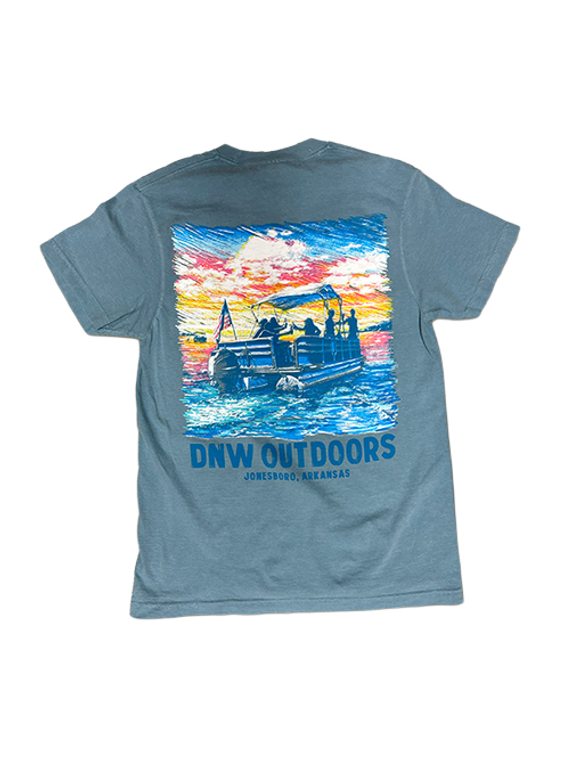 Pontoon Party Lake Short-Sleeve T-Shirt by DNW Outdoors - Ice Blue Back