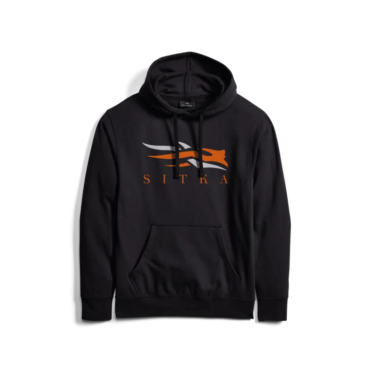 Men's Icon Pullover Hoodie by Sitka - Black & Orange