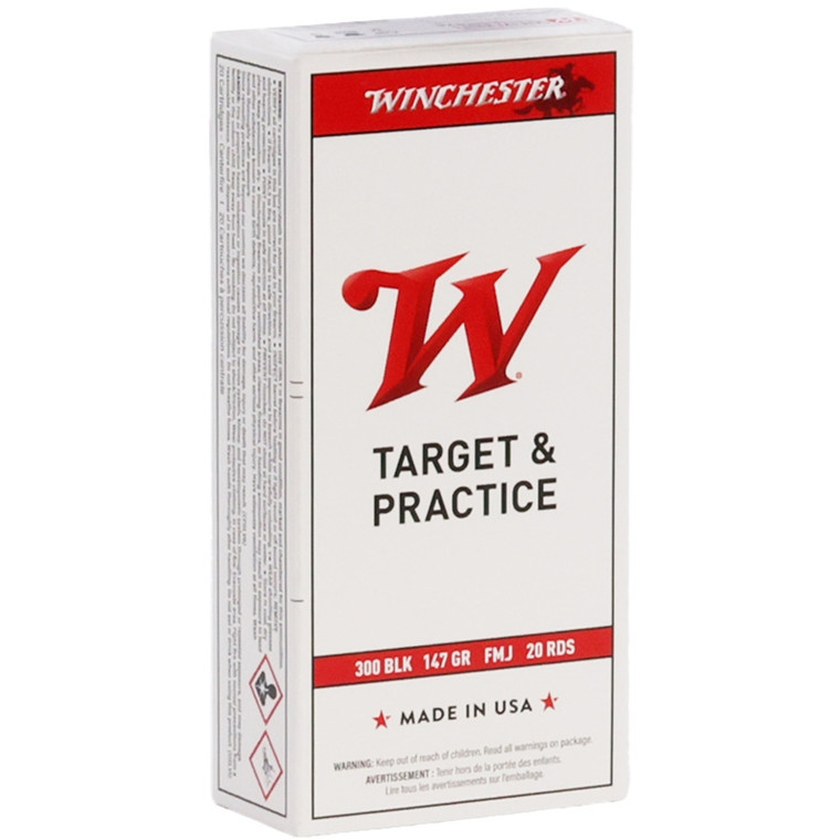 Winchester Target & Practice 1,920 fps 300 Blackout 147 Grain Full Metal Jacket Rifle Ammunition