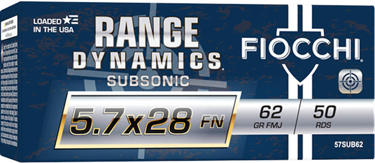 Fiocchi Range Dynamics 5.7x28mm 62gr FMJ Rifle Ammunition