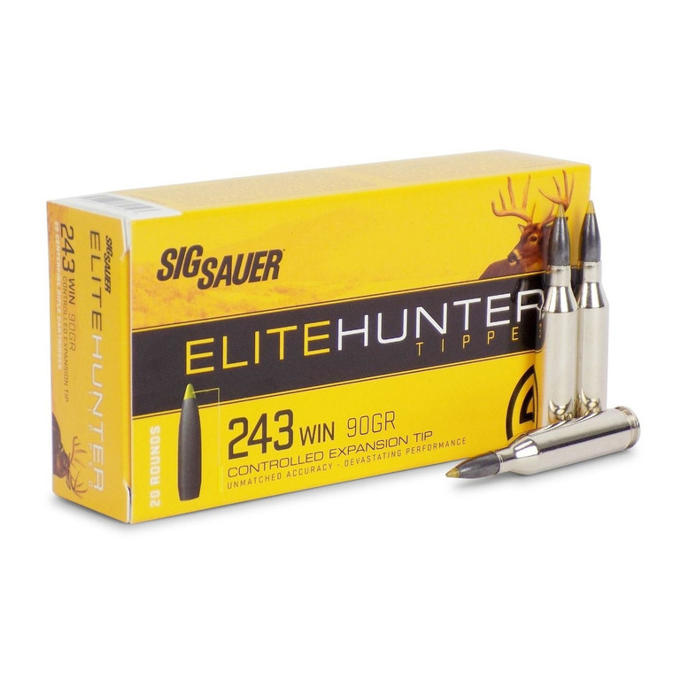 Sig Sauer Elite Hunter 3,115 fps 243 Winchester 90 Grain Controlled Expansion Poly Tip Rifle Ammunition