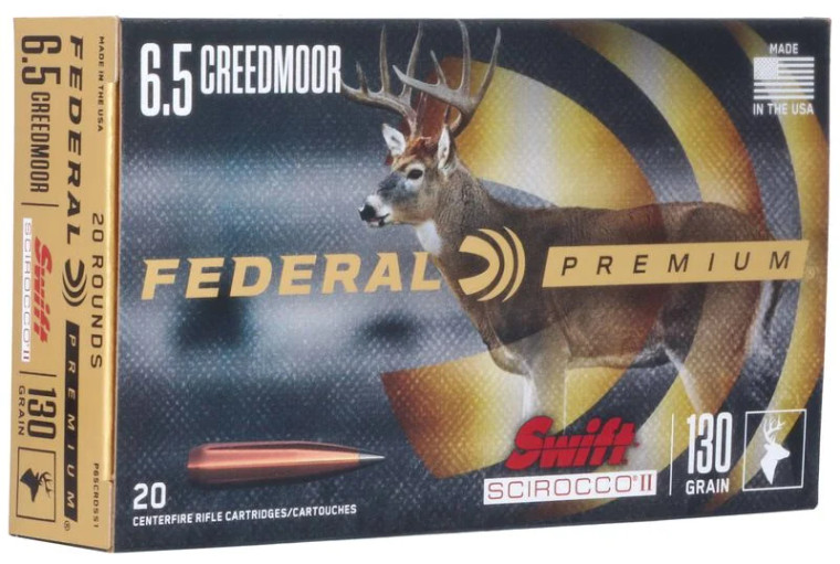 Federal Premium 2,800 fps 6.5 Creedmoor 130 Grain Swift Scirocco II Rifle Ammunition