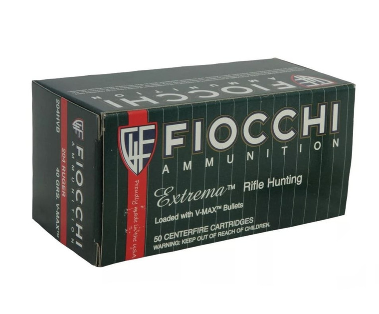 Fiocchi Extrema 3,700 fps 204 Ruger 40 Grain V Max Polymer Tip Rifle Ammunition