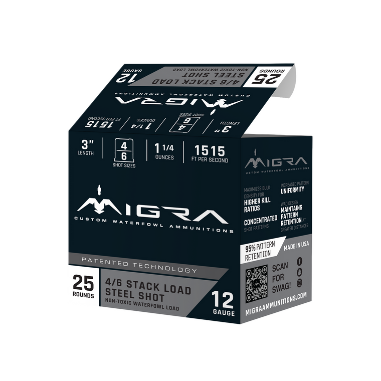Migra Waterfowl 1,515 fps 12 Gauge 3" 1-1/4 oz. #4 & 6 Steel Shot Shotgun Ammunition