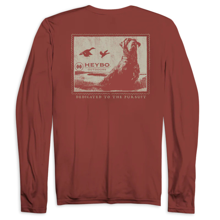 Men's Weathered Lab Stamp Long Sleeve Graphic Tee Shirt by Heybo