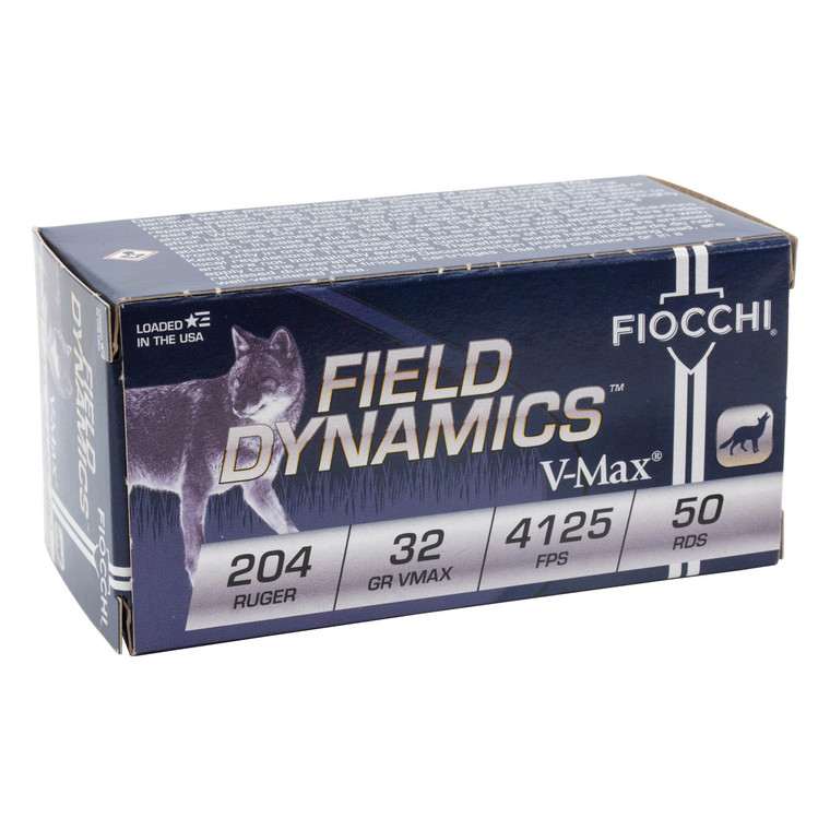 Fiocchi Field Dynamics 4,125 fps 204 Ruger 32 Grain V Max Rifle Ammunition