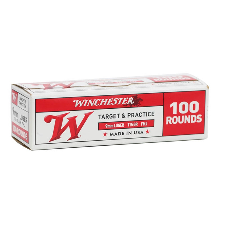 Winchester USA 1,190 fps 9mm Luger 115 Grain Full Metal Jacket Handgun Ammunition